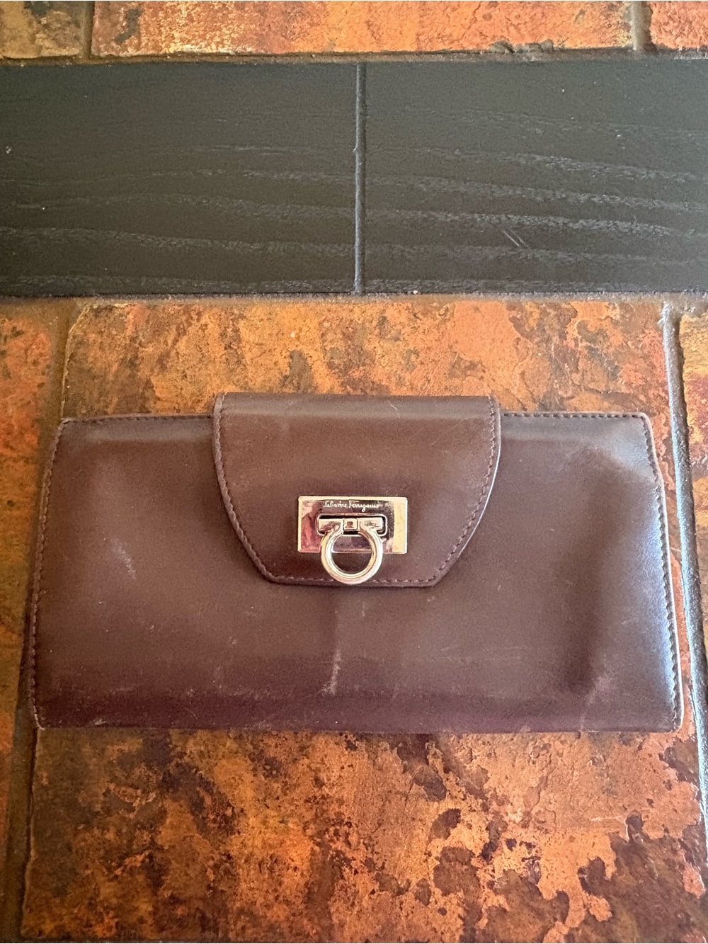 Vintage Salvatore Ferragamo Chocolate Brown Leather Wallet with Gancini Hardware